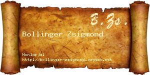Bollinger Zsigmond névjegykártya